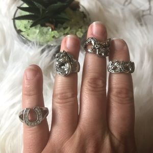 4 ring lot - horse luck lovers rings
